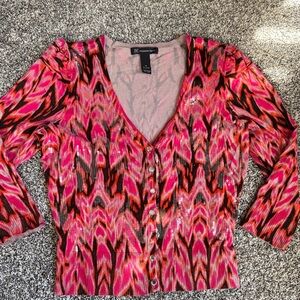 INC International Concepts Vibrant Pink Button Down Sweater